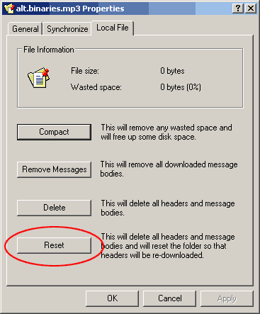 outlook express newsgroup properties